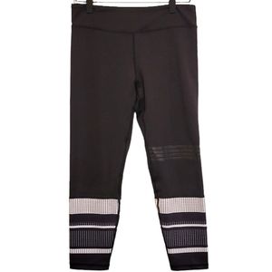 2/$18 Lilybod Black Capri Short Leggings Black White Stripe Details High Waist